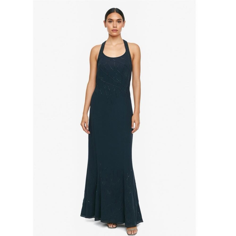 Amani Fashions Black Sequined Gown Size 40=US 8